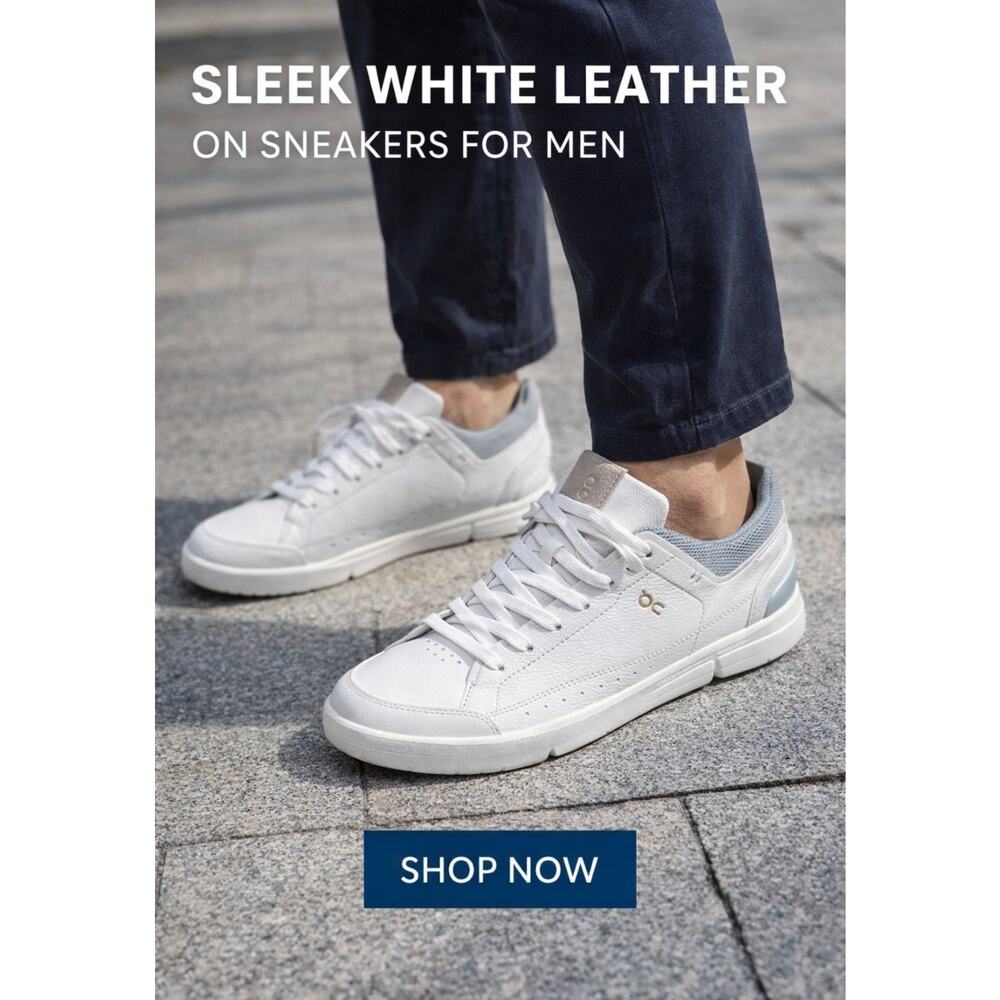 On Running The Roger Advantage White Leather Sneakers Size 7 Men's